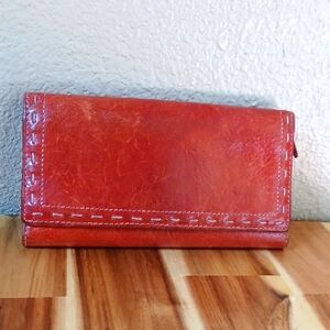 Y2K  Fossil Leather Stiched  Western Women's Wallet 7 Inch